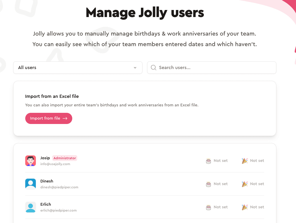 Managing Jolly users