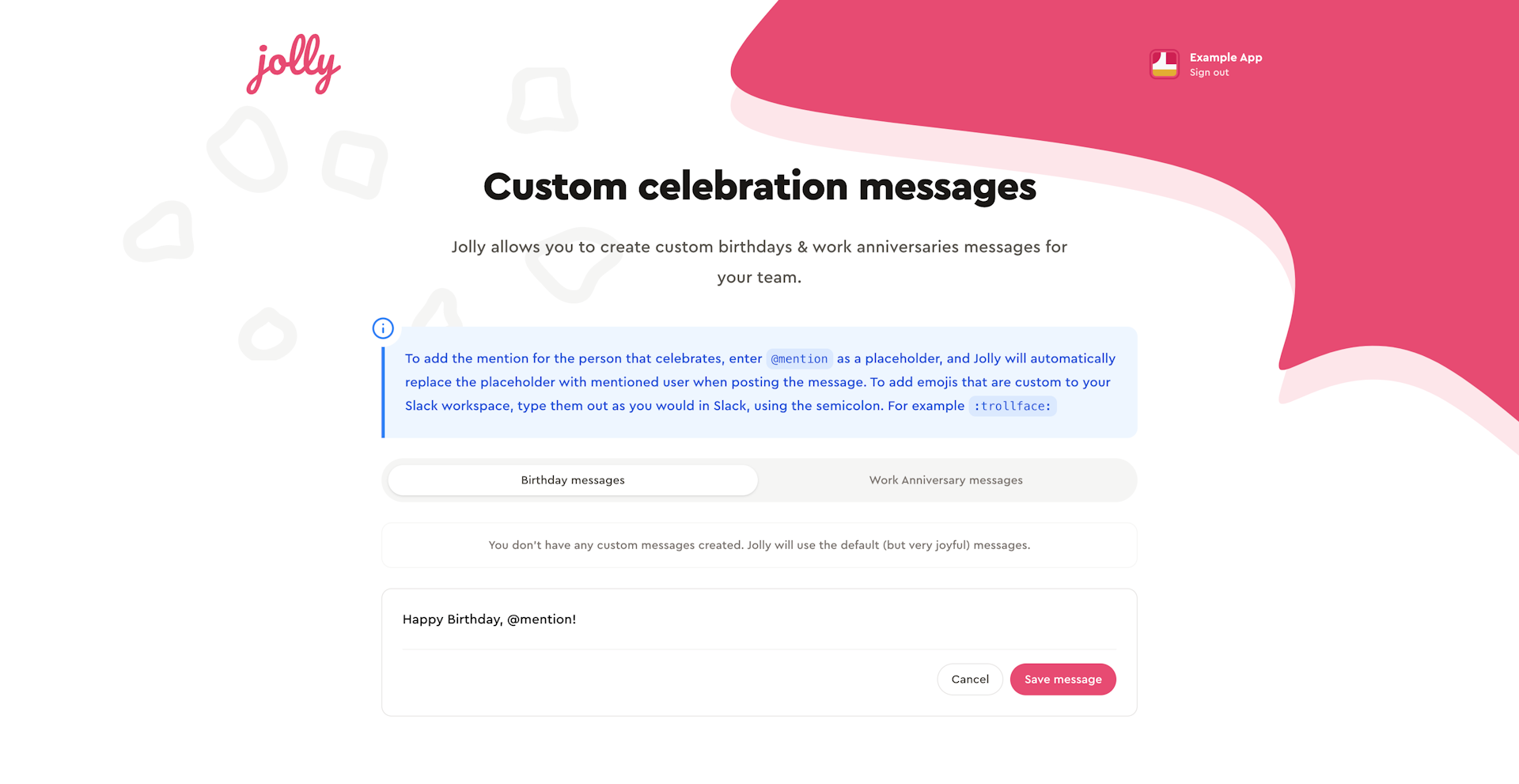 Customize celebration messages