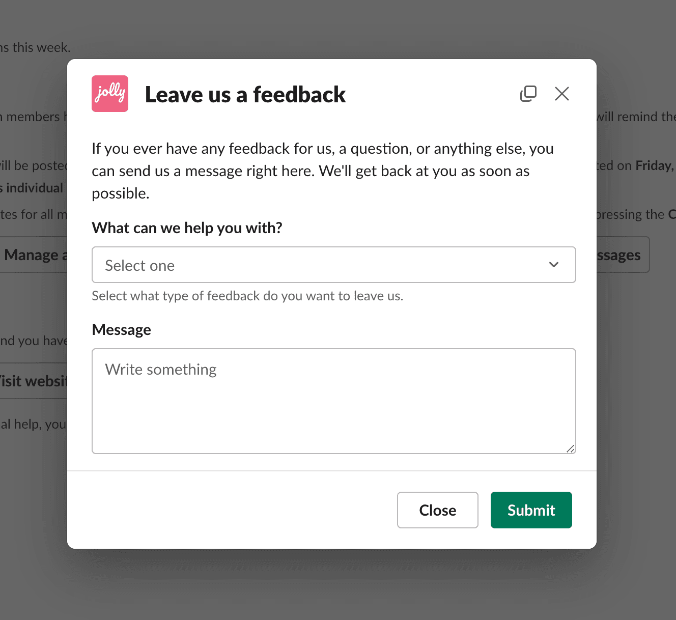 Feedback modal